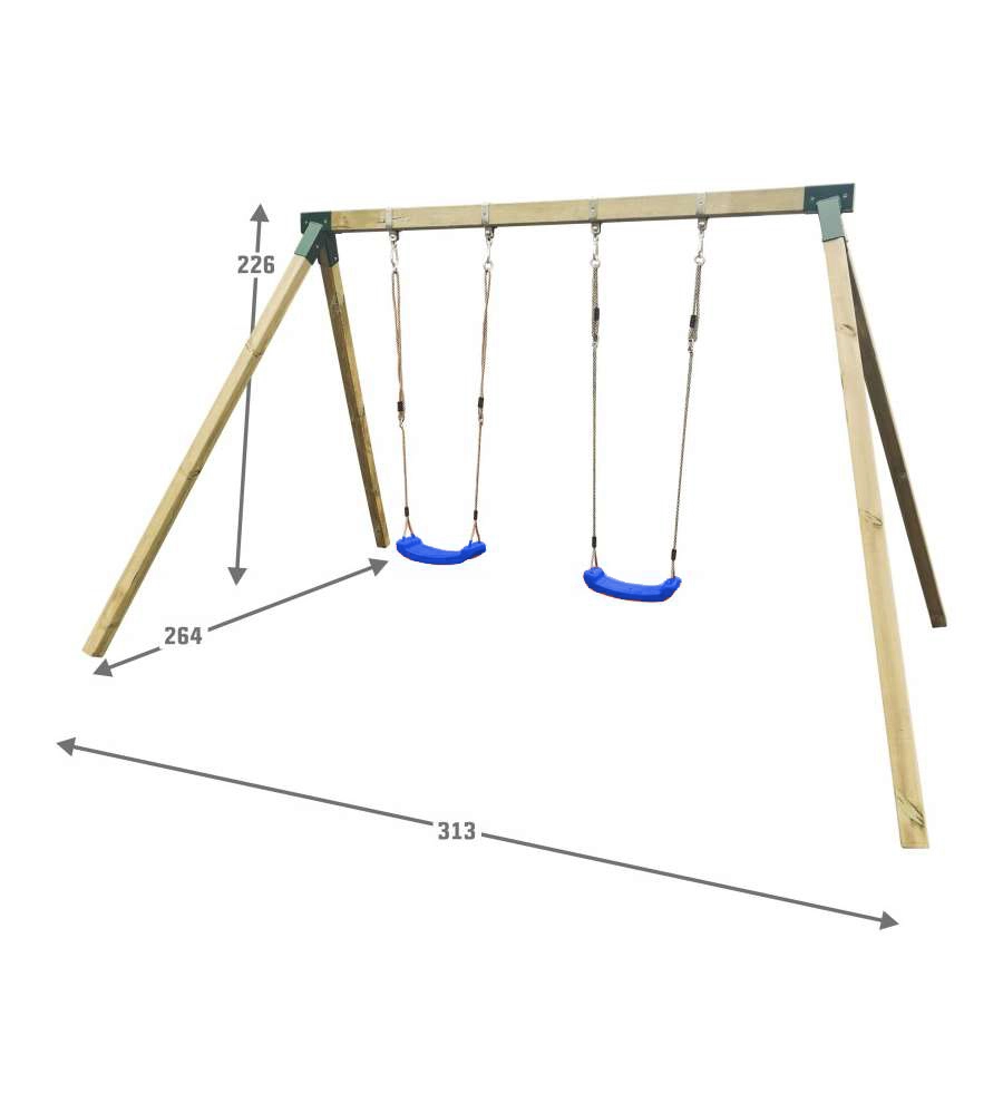 ALTALENA DOPPIA IN LEGNO DOMUS "DOUBLE DIEGO" 313X264X226 CM
